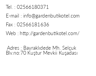 Garden Butik Otel iletiim bilgileri